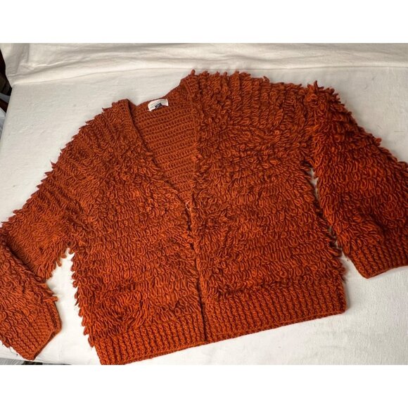 Universal Thread Womens Rust Textured Loop Knit Cardigan XS Wool Blend Y2K - Picture 6 of 16